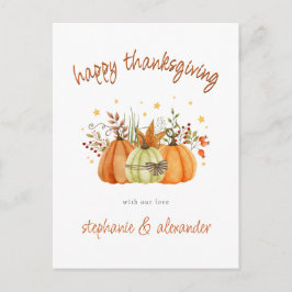 Modern Pumpkins Autumn Happy thanksgiving Helg Vykort