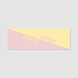 Modern punktfull Pastel-Gult Ljus rosa dupleon Namnbricka