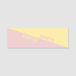 Modern punktfull Pastel-Gult Ljus rosa dupleon Namnbricka