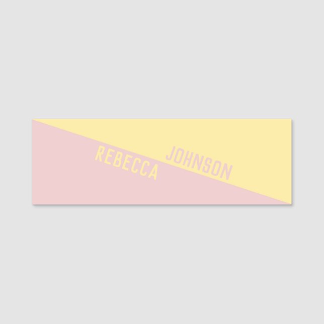 Modern punktfull Pastel-Gult Ljus rosa dupleon Namnbricka (Framsida)