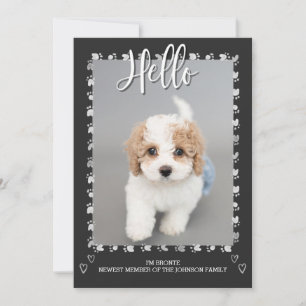 Modern Puppy Hund Adoption Announting Photo Card Inbjudningar