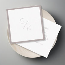 Modern Pur Grått White Monogram-Affärskort