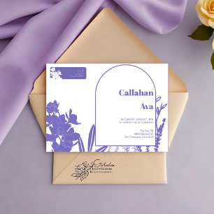 Modern Purble Floral-par namn returadress Etikett