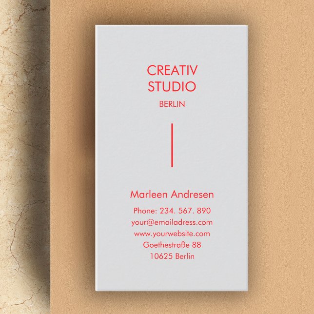 Modern Pure Grått Red Visitkort (Skapare uppladdad)