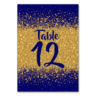 Modern Pure Guld Glitter om Royal Blue Bordsnummer