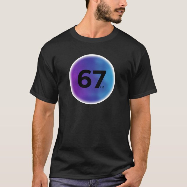 Modern Purple Blue Nebula 67 Circle Slogan Tee (Framsida)