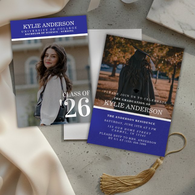 Modern Purple College Graduation Senior Photo Inbjudningar (Modern Purple College Graduation Senior Photo Invitation)