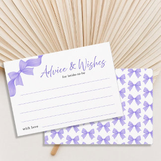 Modern Purple Coquette Bow Advice and Wishes Card Tilläggskort