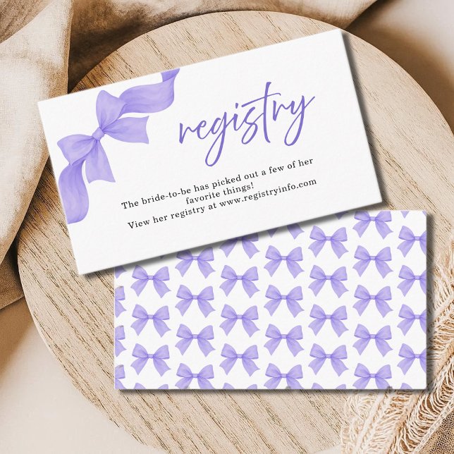 Modern Purple Coquette Bow Registry Enclosure Card Tilläggskort (Skapare uppladdad)