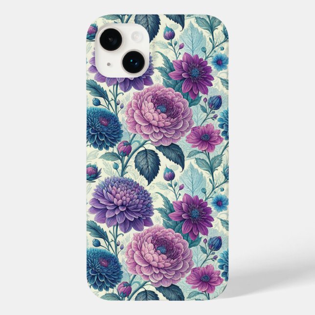 Modern Purple Floral Vintage Dahlia (Baksida)