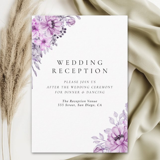 Modern Purple Floral Wedding Stationery  Tilläggskort (Skapare uppladdad)