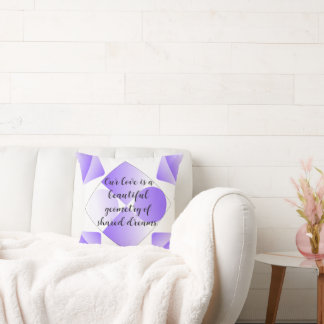 Modern Purple Geometric Love Quote Throw Pillow | Kudde