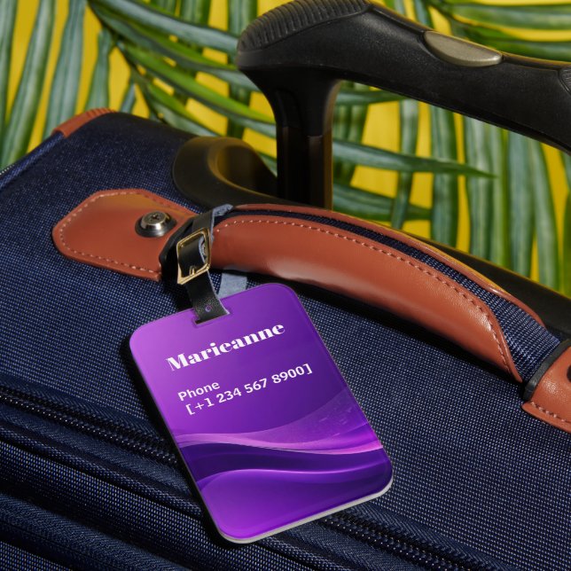 Modern Purple Gradient Wave Minimalist Bagagebricka (Framsida Insitu 1)