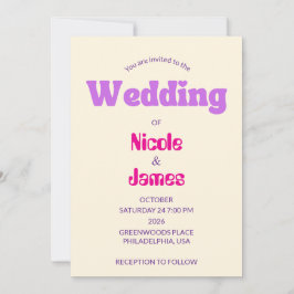 Modern Purple Peach Elegant Wedding Invitation Inbjudningar