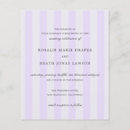 Modern Purple Stripes Budget Wedding Invite Flygblad