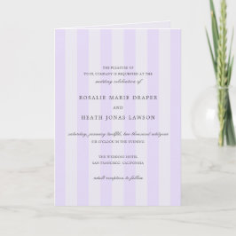 Modern Purple Stripes Elegant Wedding Inbjudan