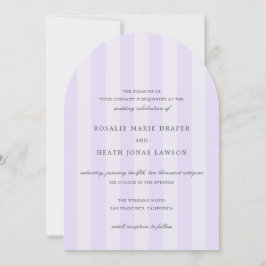 Modern Purple Stripes Elegant Wedding Inbjudningar