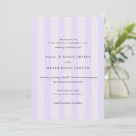 Modern Purple Stripes Elegant Wedding Inbjudningar