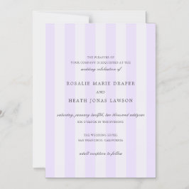 Modern Purple Stripes Elegant Wedding Magnetisk Inbjudningskort