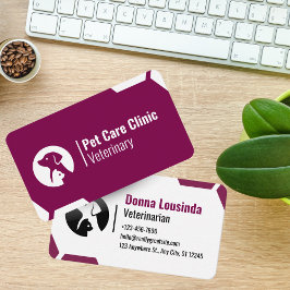Modern Purple Vet Clinic Business Card for Pet Car Visitkort