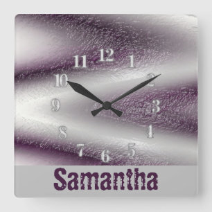 Modern Purple White Bold Abstract Baby Fyrkantig Klocka