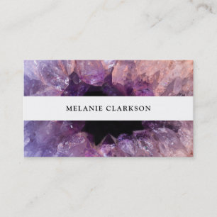 Modern purpurfärgad amethyst gemstonegeodemineral visitkort