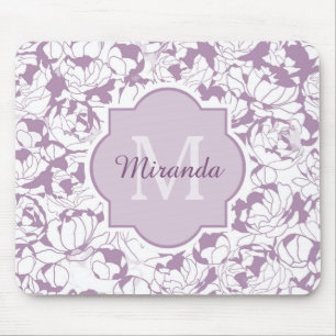 Modern purpurfärgad för blommigt Monogram Musmatta