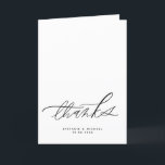 Modern push Calligraphy Bröllop Tack Kort<br><div class="desc">Skicka tack till dina kära med det här bröllop-tackkortet i anpassadet. Den har kalligrafi med vattenfärgsalstrare. Anpassa genom att lägga till information. Det här svarta tackkortet är perfekt för speciella evenemang och affärs- och använda.</div>