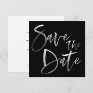 Modern Push Calligraphy Script Black Bröllop Spara Datumet