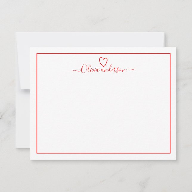 Modern Push Red Heart Personlig Note Card Anteckningskort (Framsida)