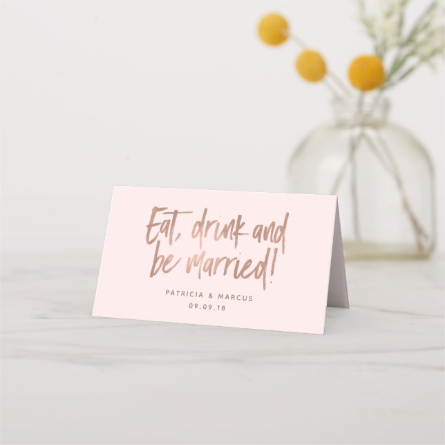 Modern Push Ro Guld Bröllop-platskort Placeringskort (Framsida)