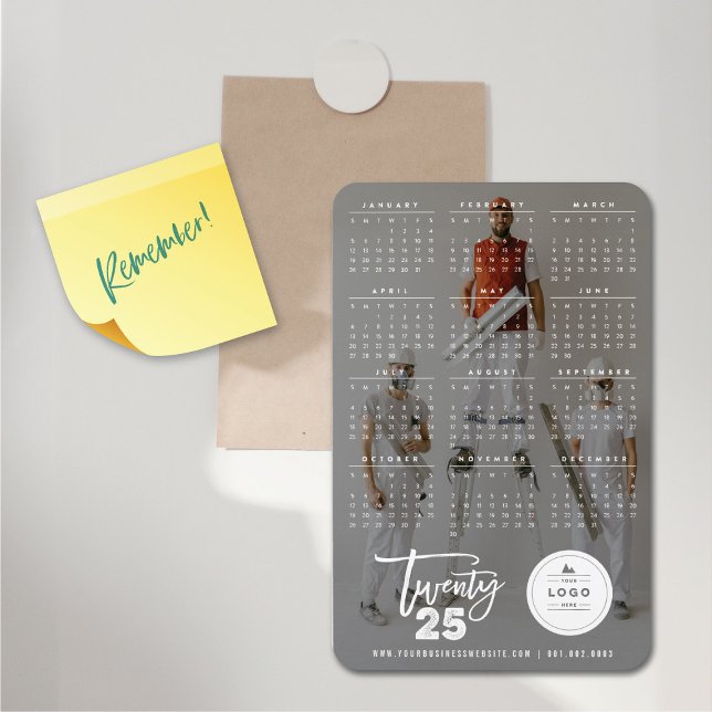 Modern Push Script 2023 Calendar-Helgdag - foto Magnet (Modern Brush Script 2025 Calendar Holiday Photo Flexible Magnet @ fat_fa_tin)