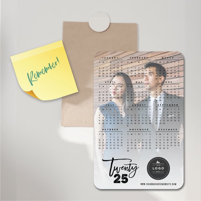 Modern Push Script 2023 Calendar-Helgdag - foto Magnet (Modern Brush Script 2025 Calendar Holiday Photo Flexible Magnet @ fat_fa_tin)