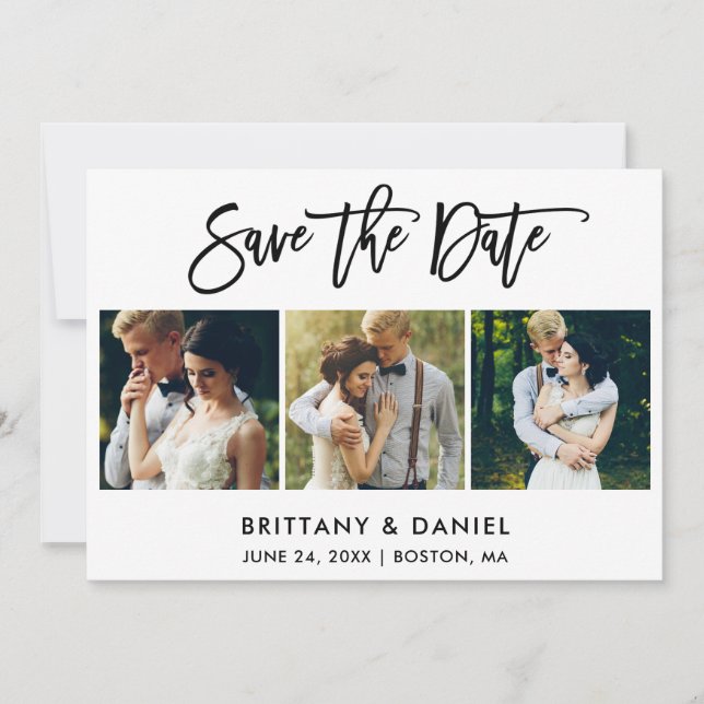 Modern Push Script 3-foto Spara Datumet (Framsida)