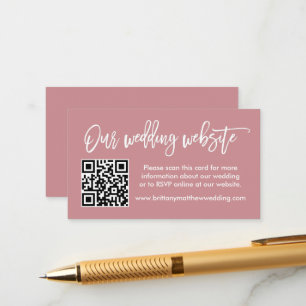 Modern Push Script Bröllop-webbplats QR Dusty Ro Tilläggskort