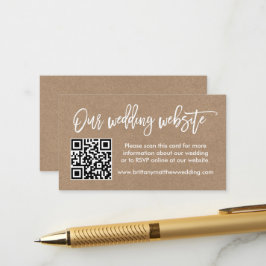 Modern Push Script Bröllop webbplats QR Kraft Tilläggskort