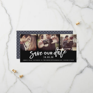 Modern Push Script Calligraphy 3 Multi Photo Spara Datumet