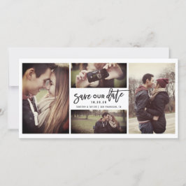 Modern Push Script Calligraphy 4 Multi Photo Spara Datumet