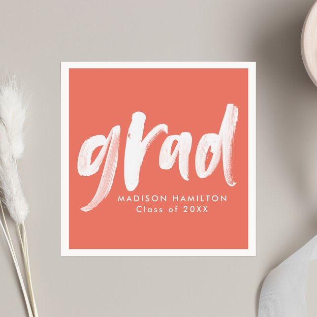 Modern Push Script Coral Studenten Pappersservett (Skapare uppladdad)