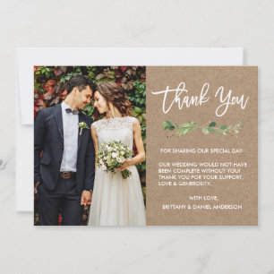 Modern Push Script Eucalyptus Kraft Photo Tack Kort