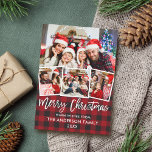 Modern Push Script jul Red Pput 4 Photo Julkort<br><div class="desc">Modern Helgdag för penselskript 4 Photo God jul-familjkort - Red Buffalo Play</div>