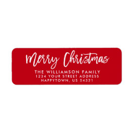 Modern Push Script Star God jul-familj Returadress Etikett
