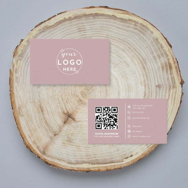Modern QR-Anpassningsbar Logotyp Social Media Dust Visitkort (Skapare uppladdad)