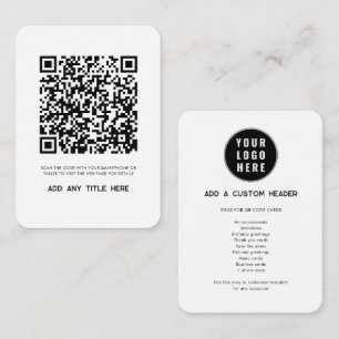 Modern QR-Anpassningsbar och Logotyp för företag Anteckningskort