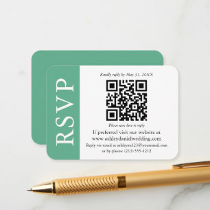 Modern QR Bröllop OSA Mint-Grönt och Vit Tilläggskort