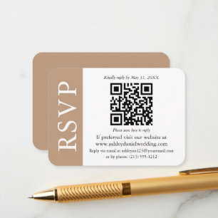 Modern QR Bröllop OSA Taupe och White Tilläggskort