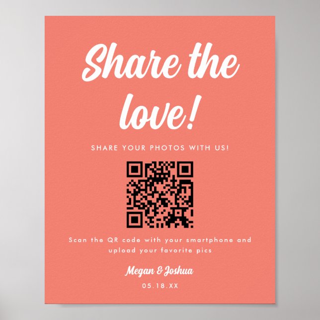Modern QR- Bröllopsgästernas Fotouppladdningsskylt Poster (Framsidan)