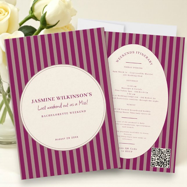 Modern QR code Bachelorette Weekend Itinerary Inbjudningar (Skapare uppladdad)