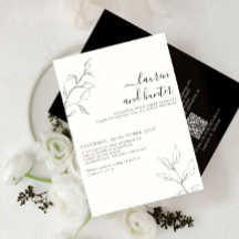 Modern QR Code Black White Botanical Bröllop