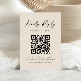 Modern QR Code | Champagne Website RSVP Card Spara Datumet